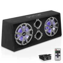 Pyle PLBAS102LE 10-Inch Slim Mount Truck Audio Dual Bass Subwoofer Box System, Black