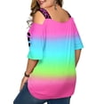 thumbnail image 3 of LilyLLL Womens Plus Size Short Sleeve Cold Shoulder Printed Tunic Blouse Tops, 3 of 3