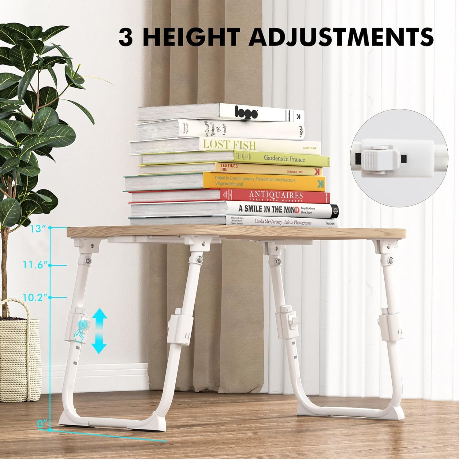 Foldable Laptop Desk,Height Adjustable,with USB/Storage Drawer/Cup Holder/Tablet Stand/Book Shelf for Reading,Writing,Eating,Watching,Glacier