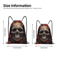 thumbnail image 2 of Kdxio Vintage Butterfly Flower Skull Print Drawstring Backpack Bag,Waterproof Draw String Back Sack, Gym Drawstring Bags Swim Bag For Unisex, 2 of 5