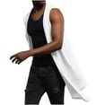 thumbnail image 4 of Herrnalise Jackets for Men Casual Sleeveless Solid Hooded Outdoor Sports Irregular Cardigan Tops White, 4 of 9