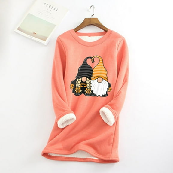 Kiplyki Christmas Women Loungewear Nightgowns Long Sleeve Halloween Print Fall Fleece Tops