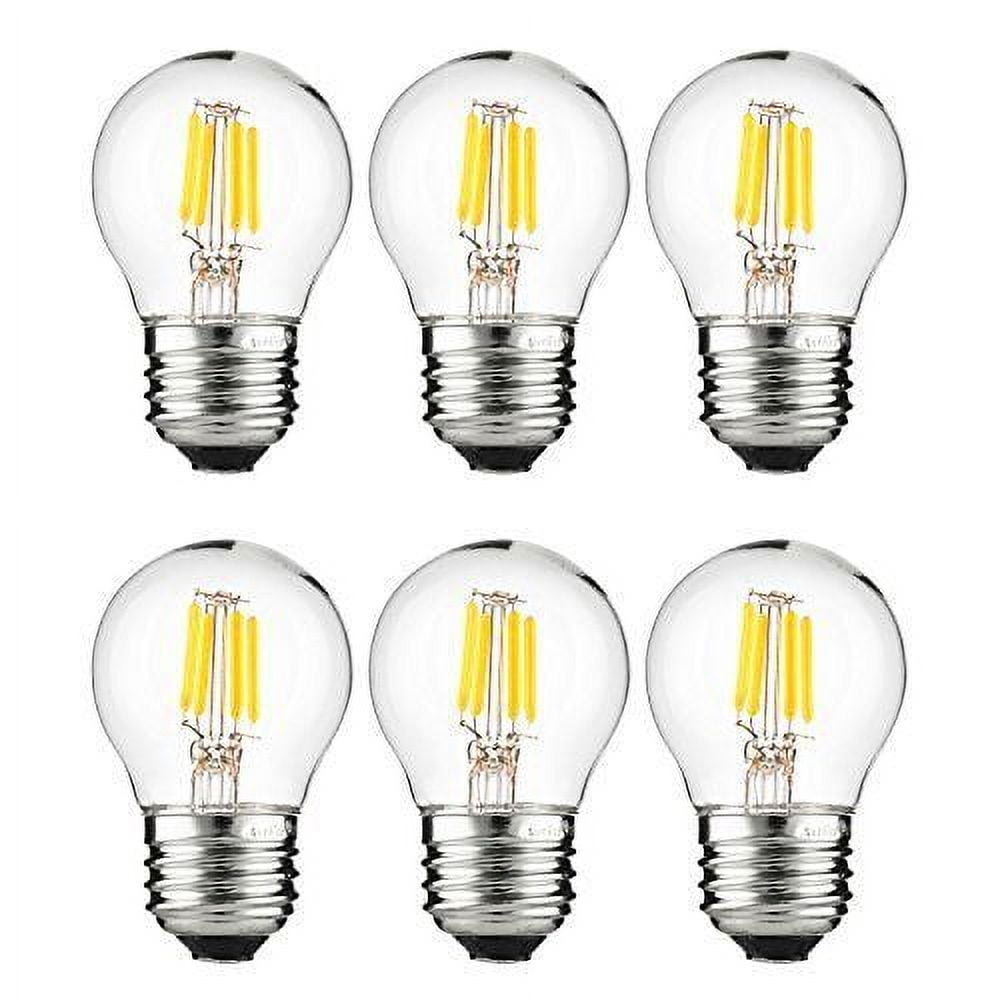 Sunlite LED G16 Filament Globe Light Bulb, 3 Watts (25W Equivalent), Medium E26 Base, Dimmable, Clear, UL Listed, 2700K Warm White, 6-Pack