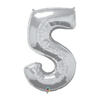 Way to Celebrate 44" Number 5 Silver Balloon