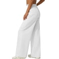 thumbnail image 4 of Miluxas Girl's Wide Leg Pants Elastic Waist Summer Boho Palazzo Pants Beach Vacation Casual Trousers White 14-15Years, 4 of 7