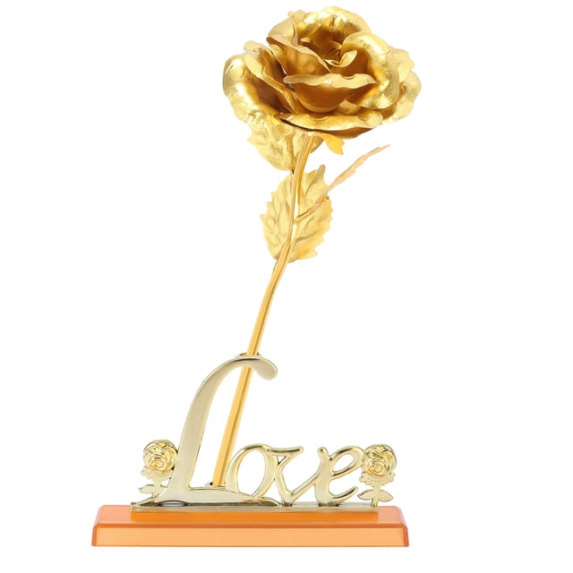 Leylor Feuille d'or Rose-24K Feuille d'or Fleur Artificielle Rose Saint Valentin Cadeau Romantique pour la décoration de Table à la Maison(Or)