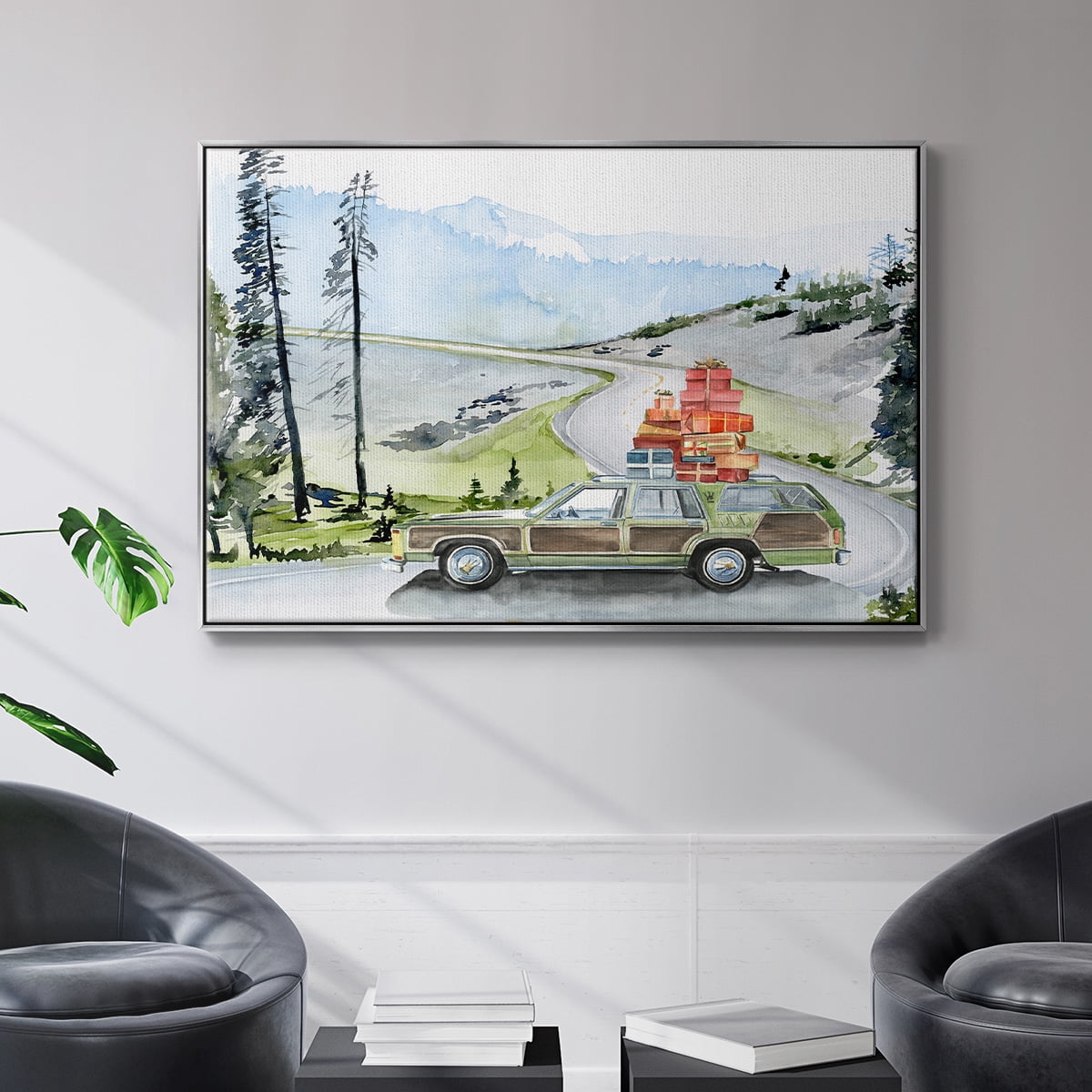 Holiday Vacation II - Framed Gallery Wrapped Holiday Canvas - 27 x 41 - Silver Frame