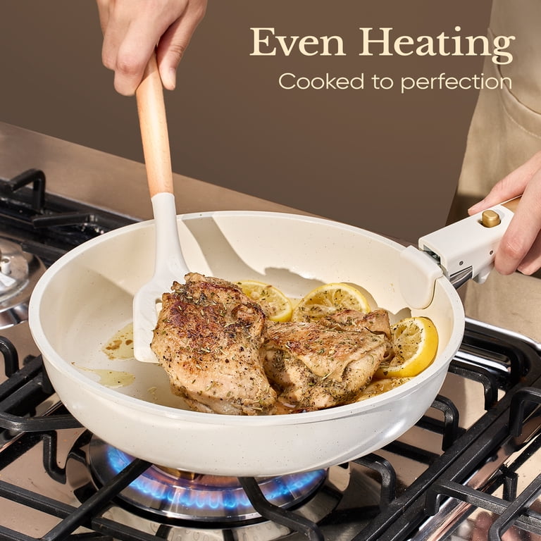 Carote 3-Piece Ceramic Nonstick Detachable Frying Pans Set, White photo 5