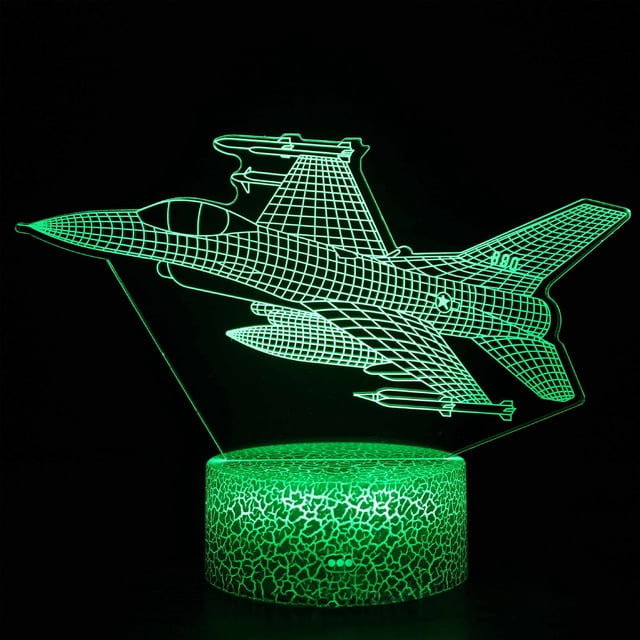 Xihbxyly Luz Nocturna Acrílica, Diseño de Avión y Velero Led, Brillo Ajustable, Control Remoto, Decoración para Dormitorio, Luz Suave y Cómoda, 16 Opciones de Color, Alimentación Por Usb.
