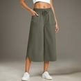 thumbnail image 2 of OSOLU Women Casual Solid Color Drawstring Sports Sweatpants Capri Pants Trousers Fashionable Classic Leisure Workout Training Joggers Bottoms, 2 of 6