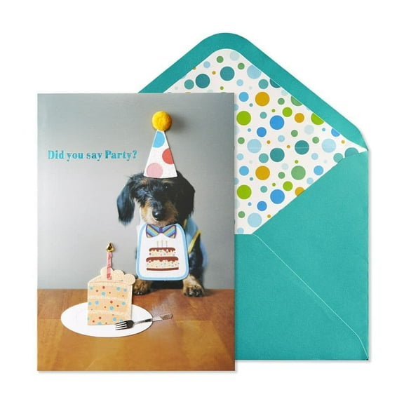 NIQUEA.D, Pup with Cake Birthday Card