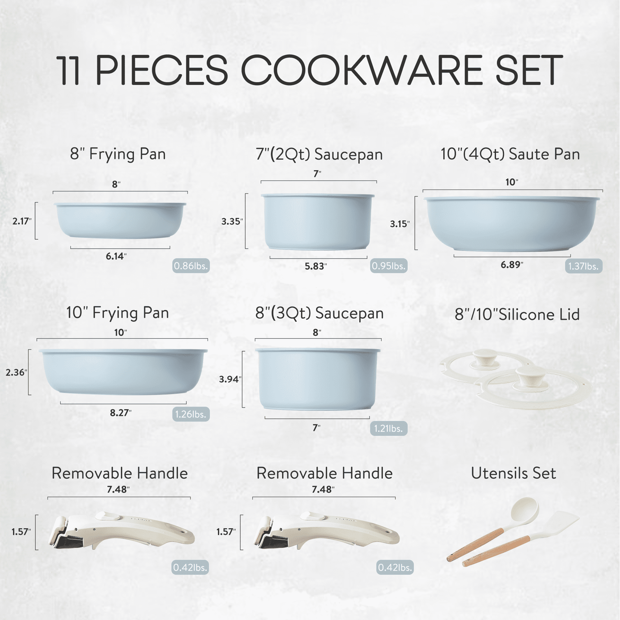 CAROTE 11pcs Pots and Pans Set, Nonstick Cookware Set Detachable Handle,  Induction Kitchen Cookware Sets Non Stick with Removable Handle, RV  Cookware Set, Dishw… in 2023
