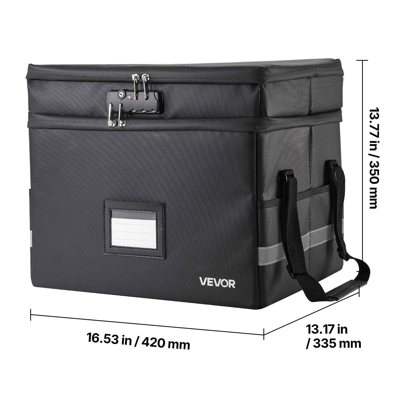 VEVOR Fireproof Document Box, 1832 ℉ Heat Insulated Fireproof & Waterproof Box with Lock, Portable Two-Layer File Storage Organizer Home Office Travel Use, for Passports, Important Documents, Files