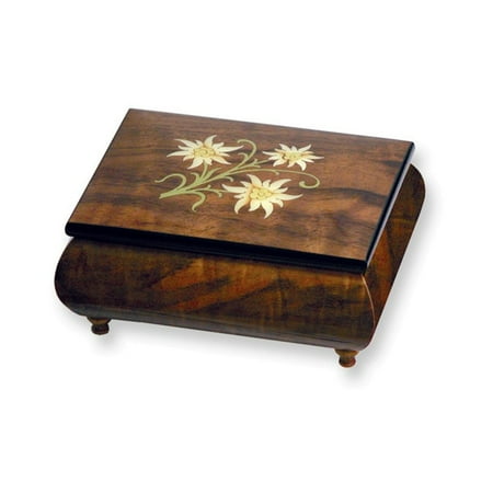 Brown Floral Inlay Music Box