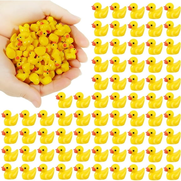100/200 Pcs Mini Resin Ducks Yellow Tiny Duckies Miniature Figurines for Fairy Garden Landscape Accessories Dollhouse Aquarium Decoration