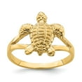thumbnail image 1 of Solid 14k Yellow Gold Textured Sea Turtle Ring Band Size 7.5, 1 of 3