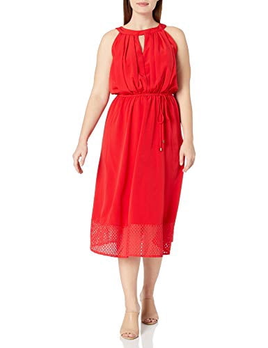 Sleeveless Key Hole Neck Sheath Dress 