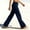 Navy women wide leg pants with pockets a1, variant on Cagogo Women Wide Leg Elastic Waist Pants with Pockets Casual Loose Long Trousers Flowy Summer Beach Lounge Wear Fashion Daily Pants, Light Blue L