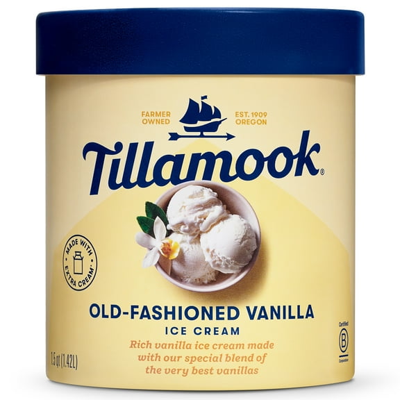 Tillamook Old-Fashioned Vanilla Ice Cream, 48 oz