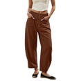 thumbnail image 2 of Siminsem Women Crinkle Linen Blend Palazzo Pants Loose Fit High Waisted Casual Pants with Pockets Breathable Drawstring Trousers Summer Beach Work Commute Pants 2026, Coffee, 3XL, 2 of 4