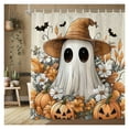 thumbnail image 2 of Gothic Halloween Shower Curtain with Hooks, Spooky Ghost & Jack-o'-Lantern Fabric Curtain for Bathroom, Waterproof Fall and Halloween Bathroom Decor, 2 of 9