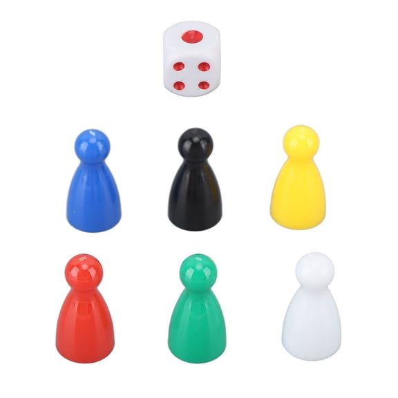 30-Piece Plastic Chess Pieces and 5-Piece 6-Sided Dices Board Game Components Set, Multicolor (10 x 7 x 4 inches / 25.4 x 17.8 x 10.2 cm)
