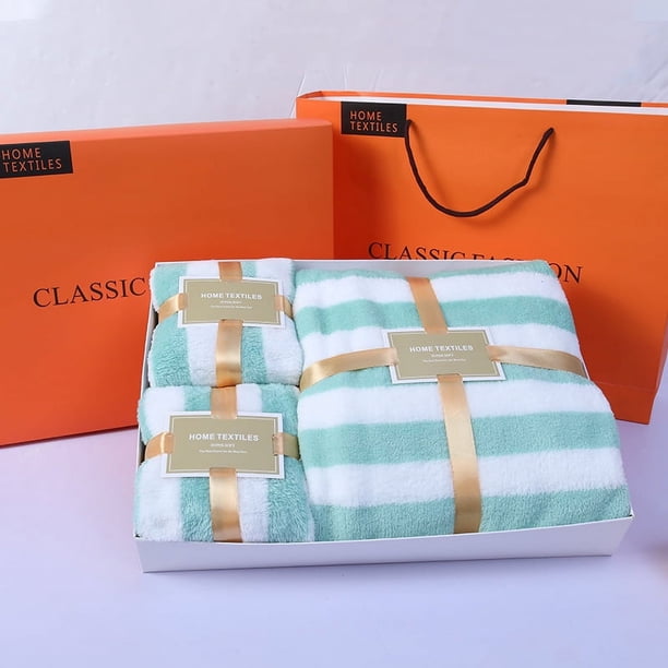 Toalla de moda Toalla de baño Juego de caja de regalo de 3 piezas Toalla de regalo para el hogar Agrandar Absorbente espesa