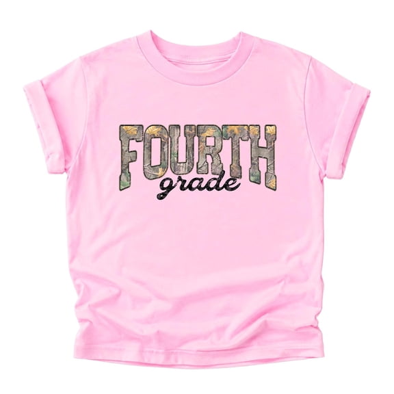 Fourth Grade Camo Shirt for Boys and Girls Back to School Woodland Camouflage Kids Tee Pink Shirt 4T