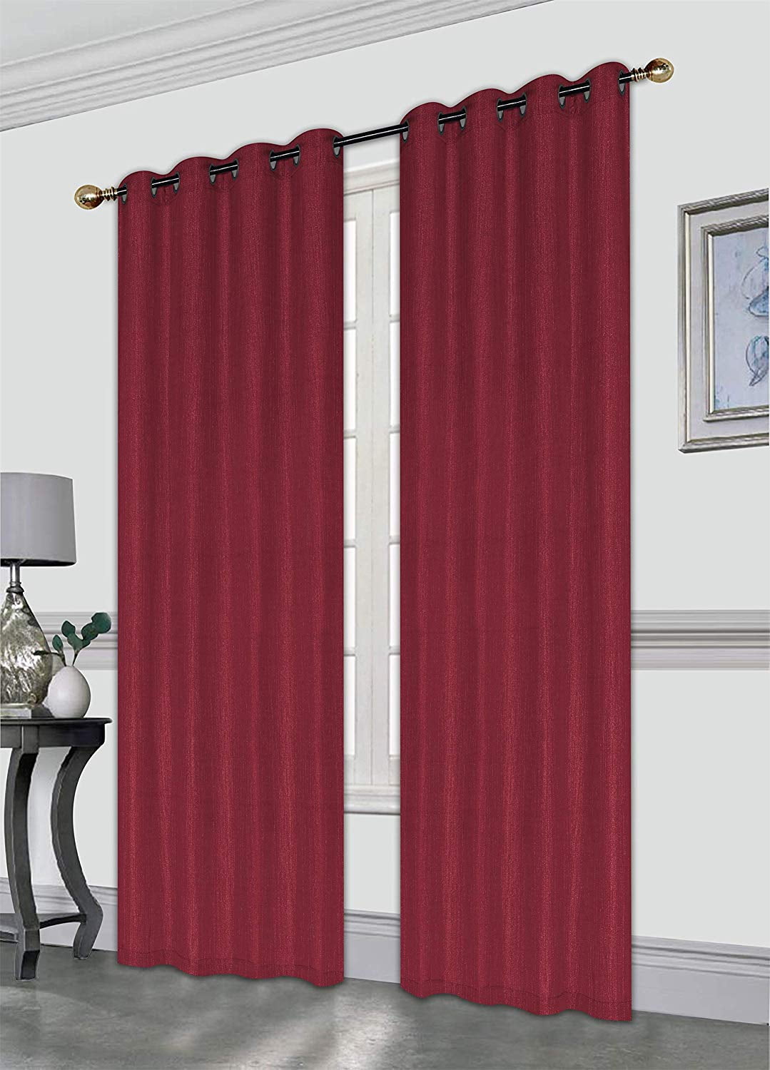 2 PC Gwen Window Curtain Panel Grommet Crushed Elegant Sparkle Metallic 52x84 - Picture 11 of 18