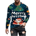 thumbnail image 2 of Blusas y camisas de manga larga con cuello redondo para hombre, con estampado navideño, de manga larga y cuello redondo, para cubrir la cabeza., 2 of 5