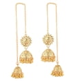 thumbnail image 1 of Efulgenz Indian Jewelry Gold Tone Jhuma Earrings Set with Chain Traditional Wedding Bridal Jhumka Jhumki Dangle Earrings Set for Women, 1 of 4