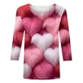 thumbnail image 5 of Qertyioot Chemise Ample à Manches 3/4 pour Femmes T-shirts Imprimés Mode Saint-Valentin Col Rond Hauts Décontractés, 5 of 5