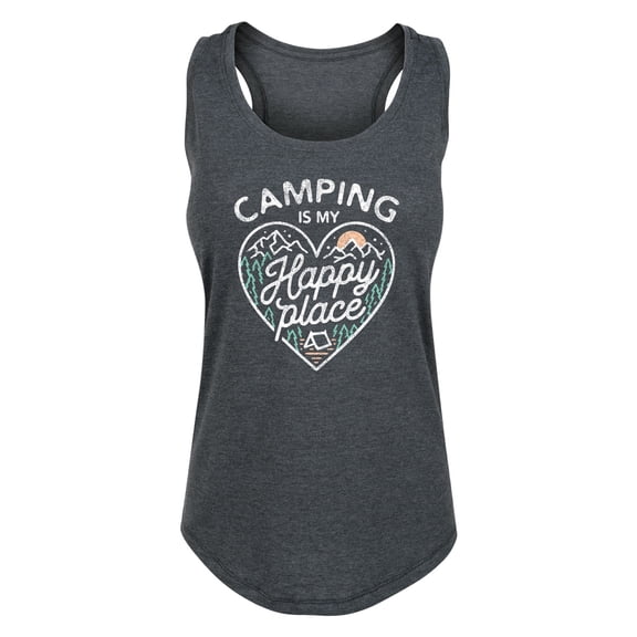 Instant Message - Camping Is My Happy Place Graphic Racerback Tank
