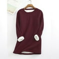 thumbnail image 2 of Hauts à Manches Longues pour Femmes Mode Décontractée Col Rond Manches Longues Chandails en Molleton Unis Blouse Hauts Sexy pour Femmes, 2 of 3