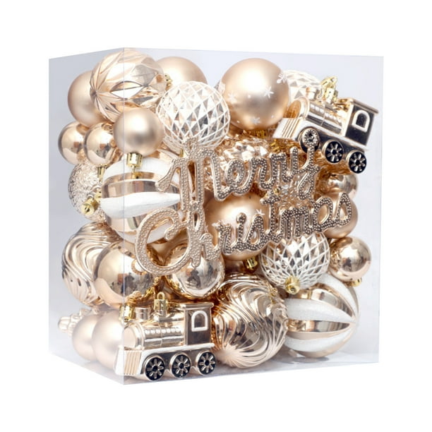 Bolas decorativas para Navidad, juego de 65 bolas navideñas pintadas, juego de adornos colgantes para árbol de Navidad, adornos colgantes para Navidad, decoraciones navideñas para exteriores, decoraci