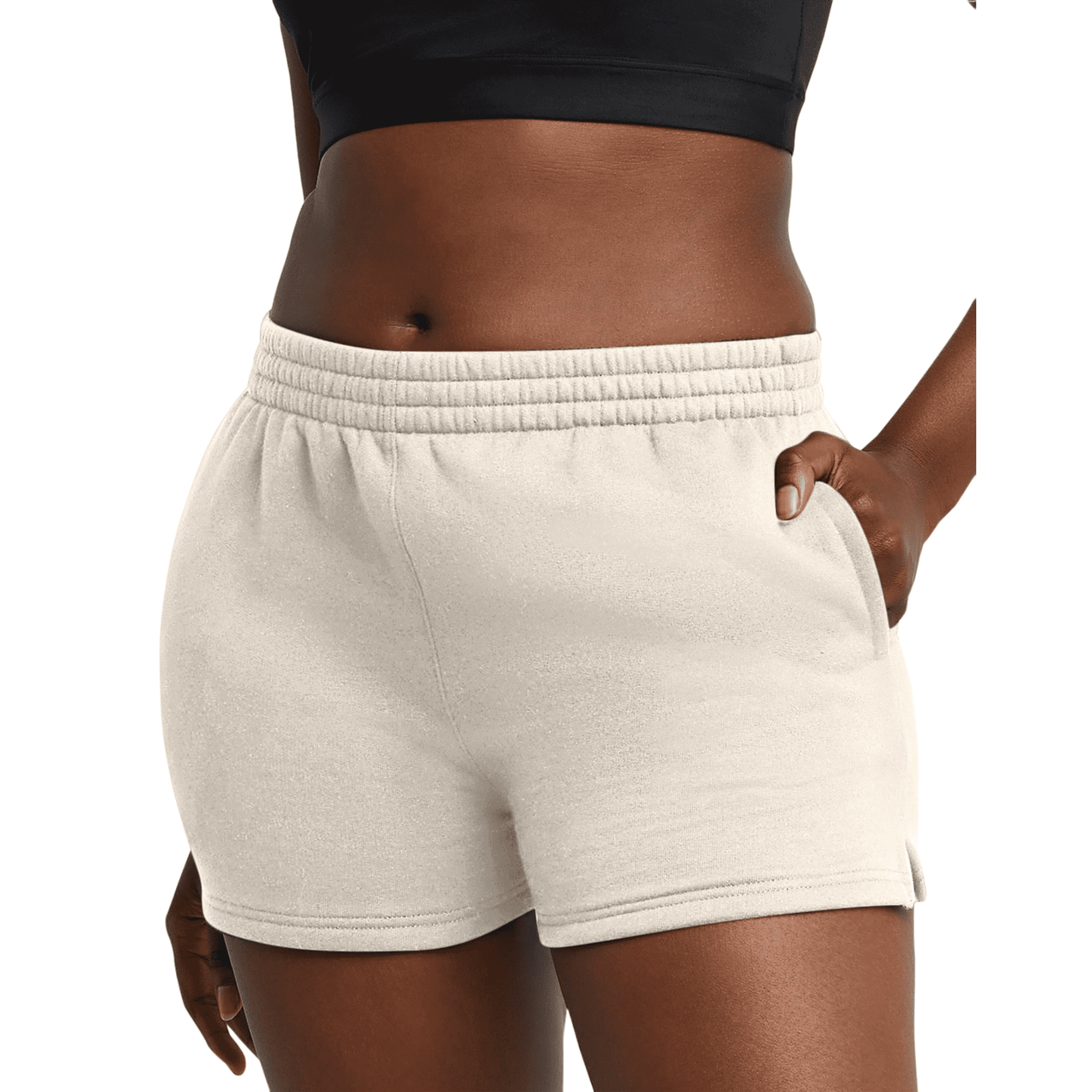 Hanes Originals Womens 2 Sweat Shorts with Pockets XS Natural