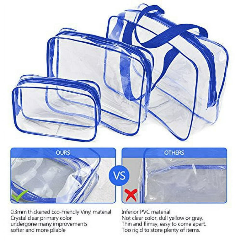 3pcs/set Clear Toiletry Bag Quart Size Bag Travel Makeup Cosmetic Bag PVC  Toiletries Cosmetic Pouch