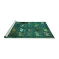 thumbnail image 2 of Ahgly Company Machine Washable Indoor Rectangle Abstract Turquoise Blue Modern Area Rugs, 2' x 5', 2 of 4