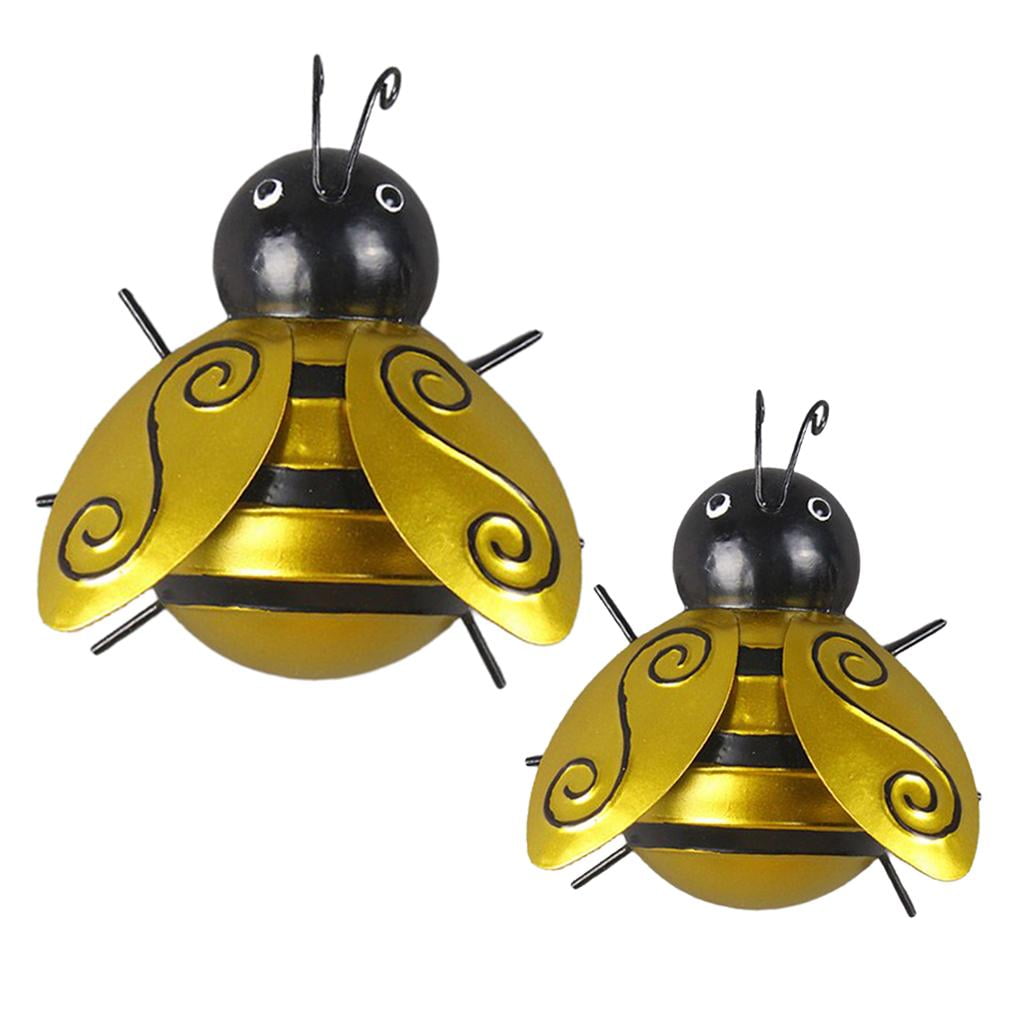 QSTDGVPW 2pcs Chic Honey Bee Craft Sculpture Outdoor Yard Art Animal Insects Bugs