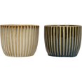 thumbnail image 1 of TRAHOO-Home & Garden Set of 2 Ribbed Planters Navy & Cream Porcelain, 1 of 4
