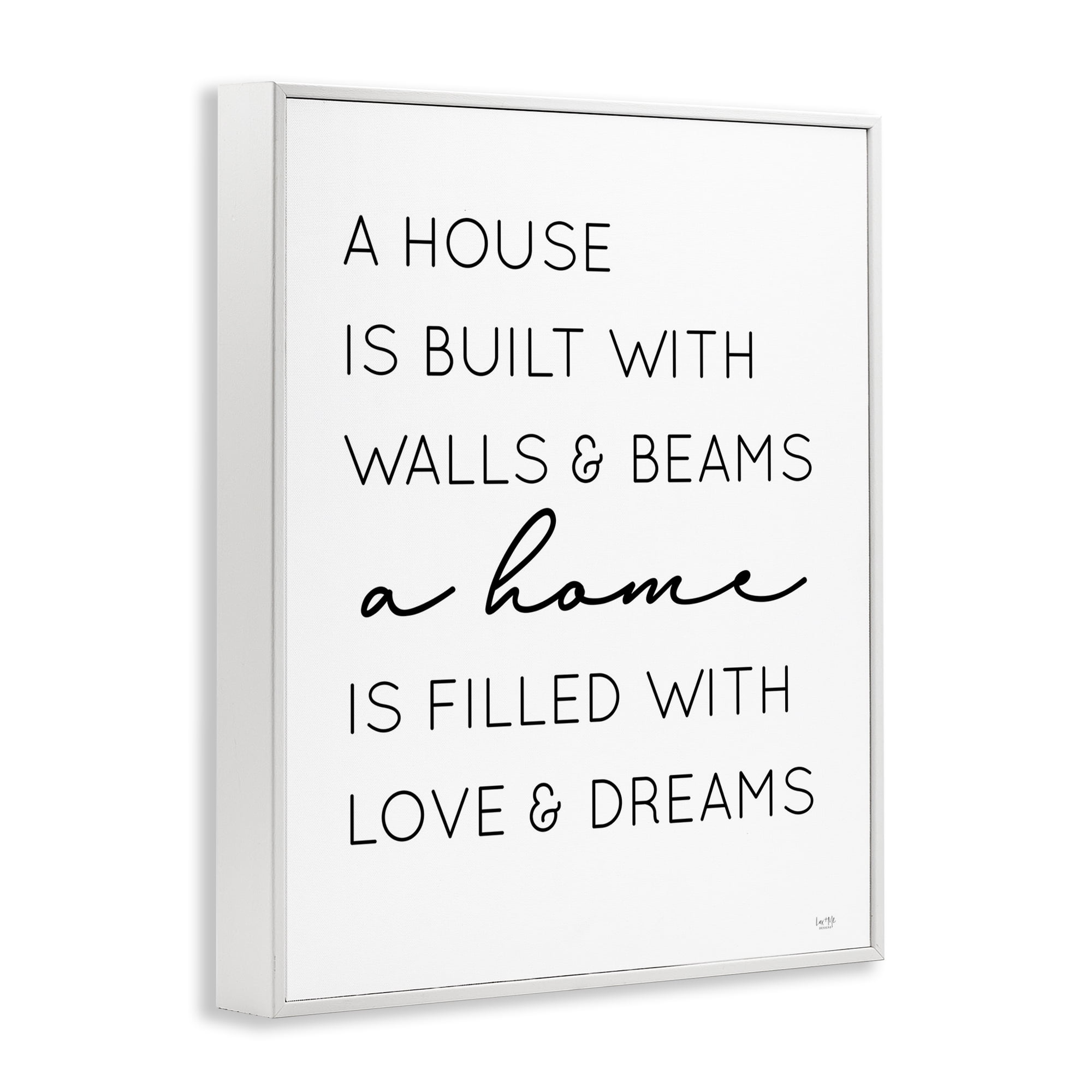 Stupell Industries Love & Dreams Sentiment Typography Painting White Framed Art Print Wall Art, 16 x 20