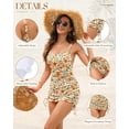 thumbnail image 3 of Zando One Piece Swimsuit for Women Tummy Control Bathing Suit with Drawstring Wrap Swim Dress Beach Vacation Outfits for Women Orange Floral M, 3 of 8