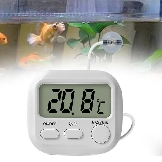 Termómetro de acuario digital Celsius Magnetic Fahrenheit Escalas duales Pantalla LCD Cuadrado 7x25x65cm