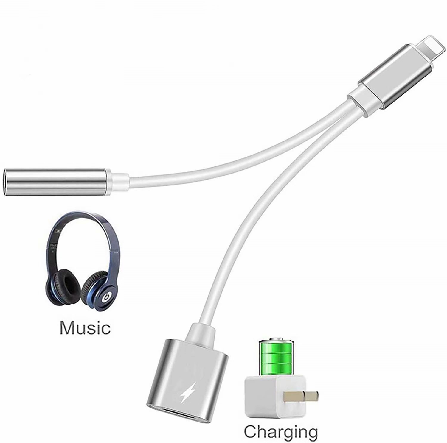 3.5mm Headphone Adapter for iPhone,AUX Audio Jack Charge Adapter [Audio