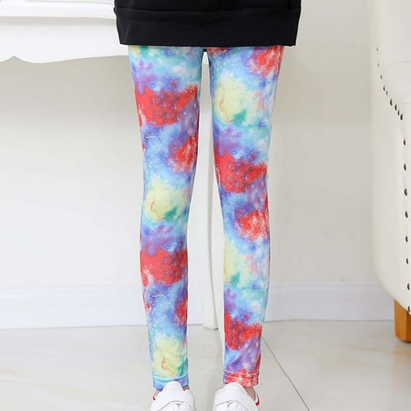 Alkepwun Girls Yoga Pants Toddler Casual Soft Under Dress Leggings Ankle Length Holiday Tights Colorful Lounge Trousers for Kids in 3t to 7 Years