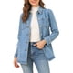 thumbnail image 5 of Chaquetas de mezclilla para mujer INSPIRE CHIC, de manga larga, con cinturón en la cintura, abotonadas, casuales, talla 2XL, color azul, 5 of 8