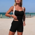 thumbnail image 2 of BOBOGOJP Women's Tankini Swimsuit Tummy Control Ruched Two Piece Bathing Suit Push Up Modest Swim Suits with Shorts L for Size White, 2 of 7