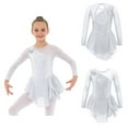 thumbnail image 5 of iiniim Girls Sequins Figure Ice Skating Dress Hollow Back Mesh Leotard Wrap Skirt Ballet Dancewear White 8, 5 of 7