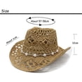 thumbnail image 3 of VLOOCKLW Cowboy Hat Men Women Western Style Wide Brim Hollowed Breathable Sun Hat Solid Color Casual Outdoor Vacation Beach Cap, 3 of 3