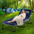 thumbnail image 3 of ABORON Folding Camping Cot with 2 Sided Cushion & Pillow, 5 Position Adjustable Folding Lounge Chair for Sunbathing, Camping, Pool, Beach, Patio, 3 of 9
